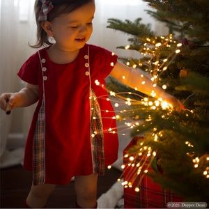 Bella Bliss | Red Corduroy Tartan/Plaid Pleated Dress